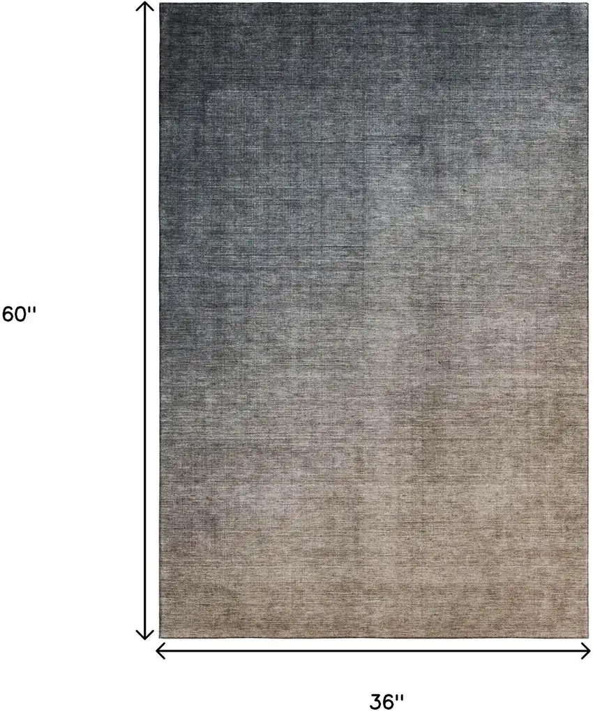 Gray And Brown Ombre Washable Area Rug With UV Protection Photo 6