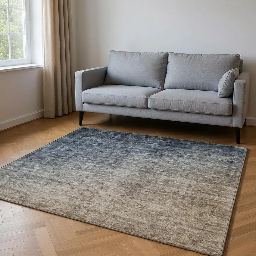Gray And Brown Ombre Washable Area Rug With UV Protection Photo 2