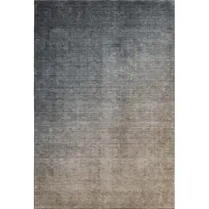 Photo of Gray And Brown Ombre Washable Area Rug With UV Protection
