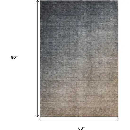 Gray And Brown Ombre Washable Area Rug With UV Protection Photo 3
