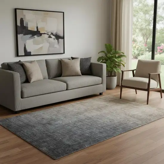 Gray And Brown Ombre Washable Area Rug With UV Protection Photo 1