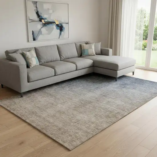 Gray And Brown Ombre Washable Area Rug With UV Protection Photo 1