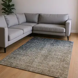 Photo of Gray And Brown Ombre Washable Area Rug With UV Protection