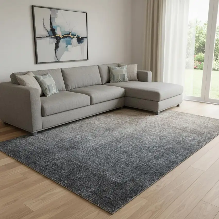 Gray And Brown Ombre Washable Area Rug With UV Protection Photo 1