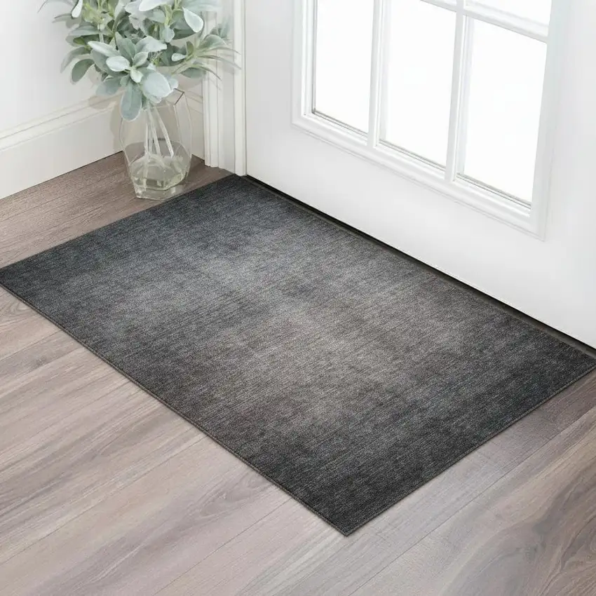 Gray And Brown Ombre Washable Area Rug With UV Protection Photo 1