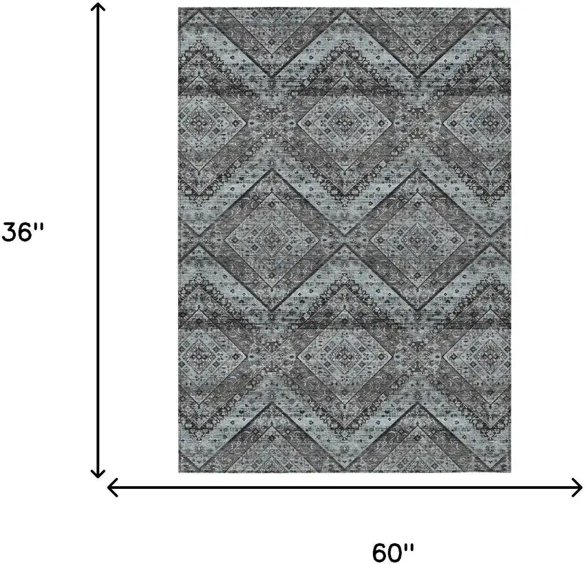 Gray And Brown Tribal Washable Indoor Outdoor Area Rug Photo 7