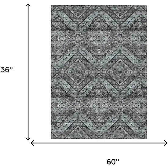 Gray And Brown Tribal Washable Indoor Outdoor Area Rug Photo 7