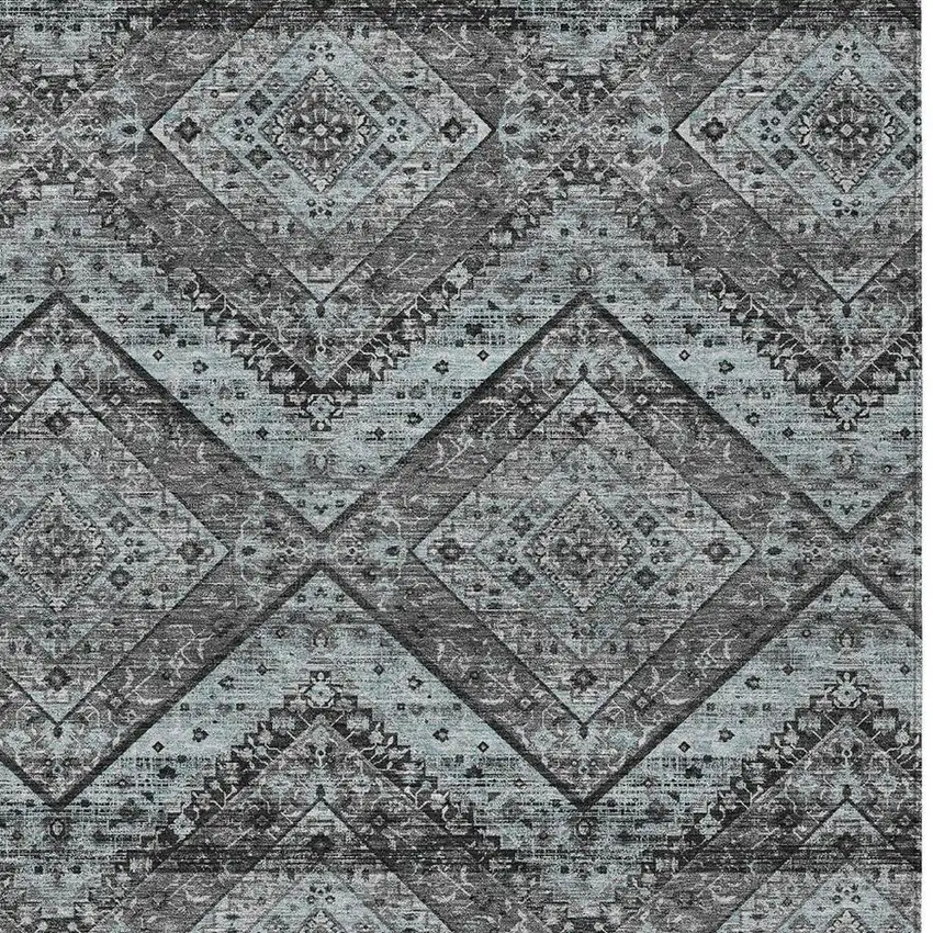 Gray And Brown Tribal Washable Indoor Outdoor Area Rug Photo 3