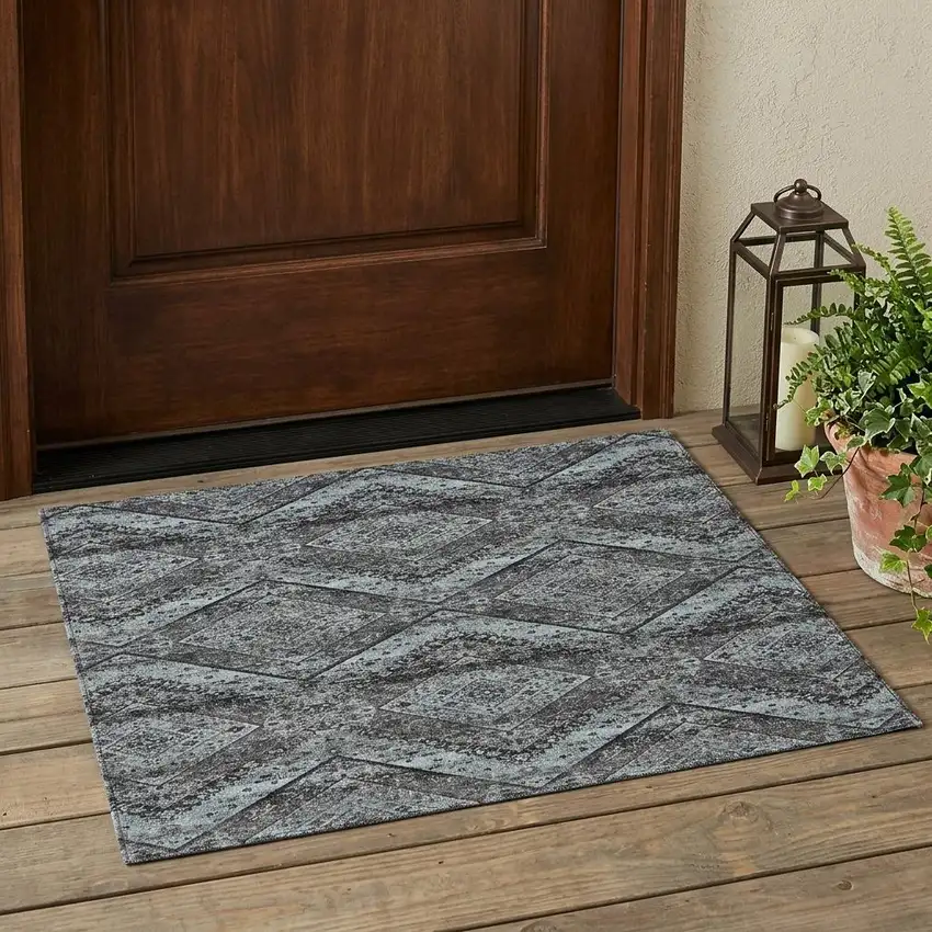 Gray And Brown Tribal Washable Indoor Outdoor Area Rug Photo 1