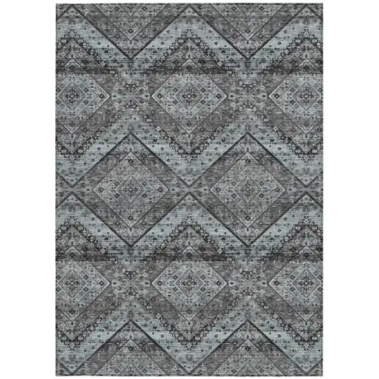 Gray And Brown Tribal Washable Indoor Outdoor Area Rug Photo 4