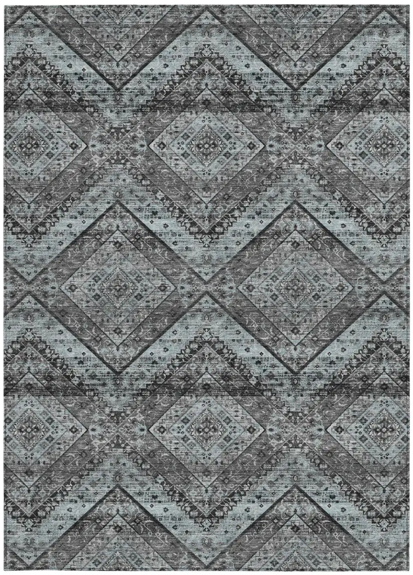 Gray And Brown Tribal Washable Indoor Outdoor Area Rug Photo 4