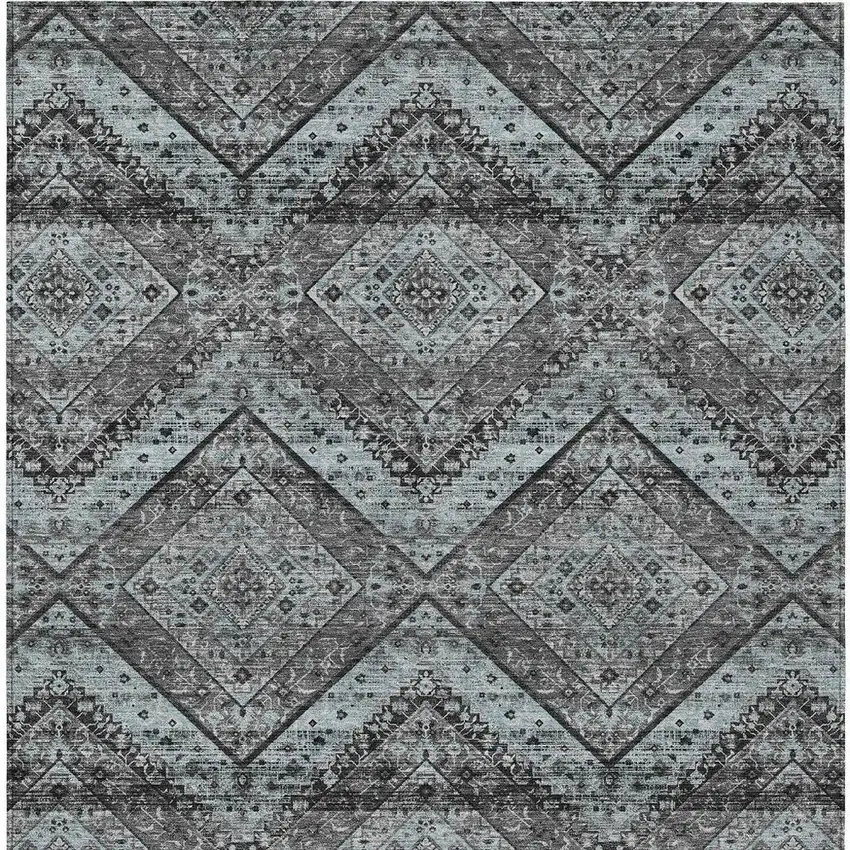 Gray And Brown Tribal Washable Indoor Outdoor Area Rug Photo 3