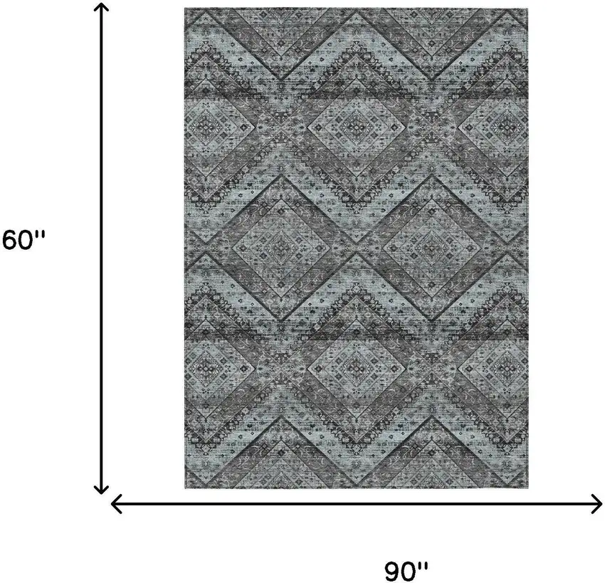 Gray And Brown Tribal Washable Indoor Outdoor Area Rug Photo 7