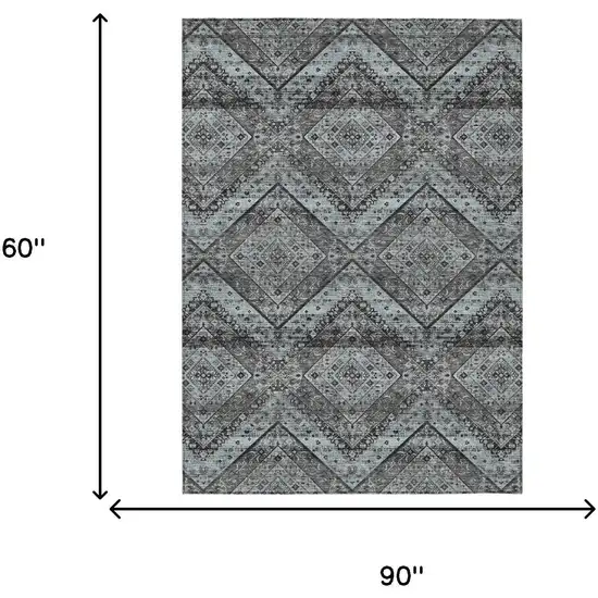 Gray And Brown Tribal Washable Indoor Outdoor Area Rug Photo 7