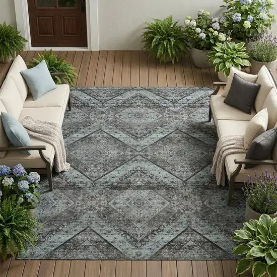 Gray And Brown Tribal Washable Indoor Outdoor Area Rug Photo 1