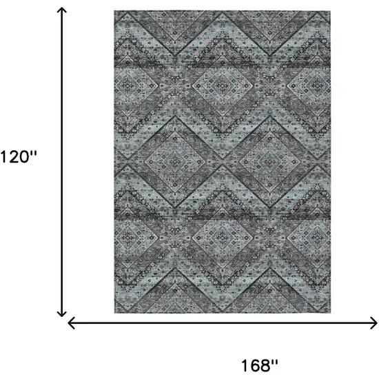Gray And Brown Tribal Washable Indoor Outdoor Area Rug Photo 7