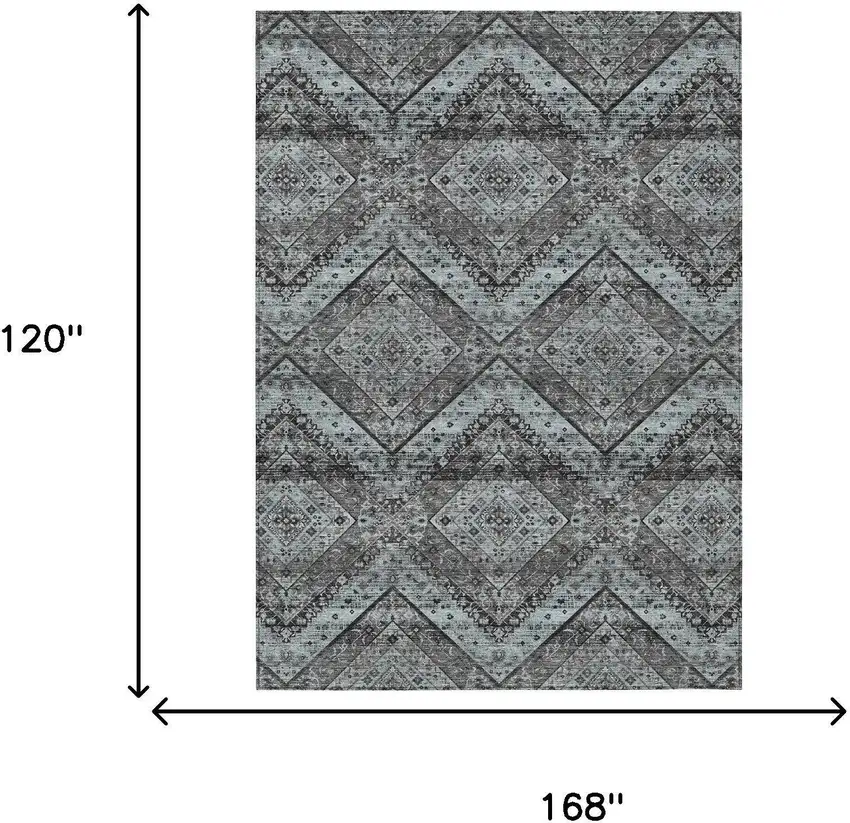 Gray And Brown Tribal Washable Indoor Outdoor Area Rug Photo 7