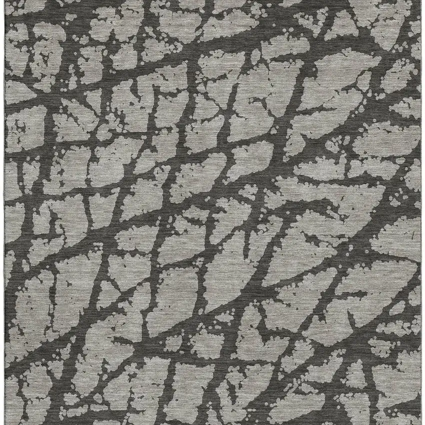 Gray And Charcoal Abstract Washable Area Rug With UV Protection Photo 3
