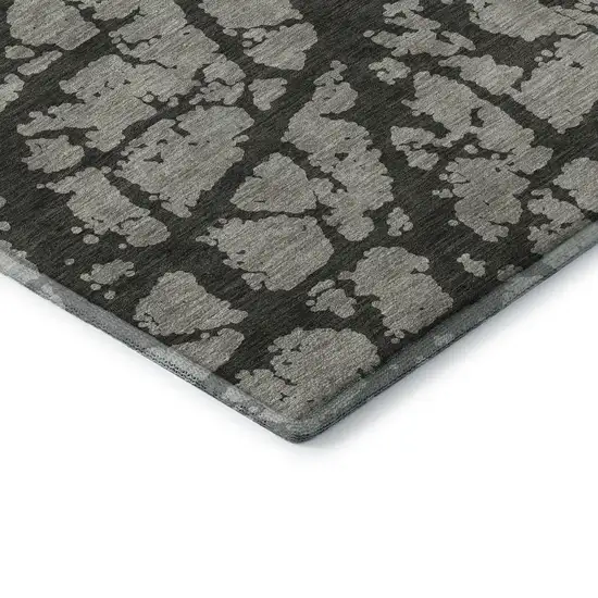 Gray And Charcoal Abstract Washable Area Rug With UV Protection Photo 8