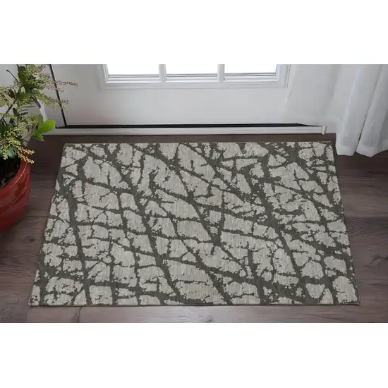 Gray And Charcoal Abstract Washable Area Rug With UV Protection Photo 2