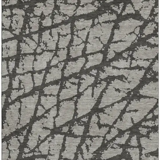 Gray And Charcoal Abstract Washable Area Rug With UV Protection Photo 4