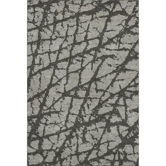 Gray And Charcoal Abstract Washable Area Rug With UV Protection Photo 1