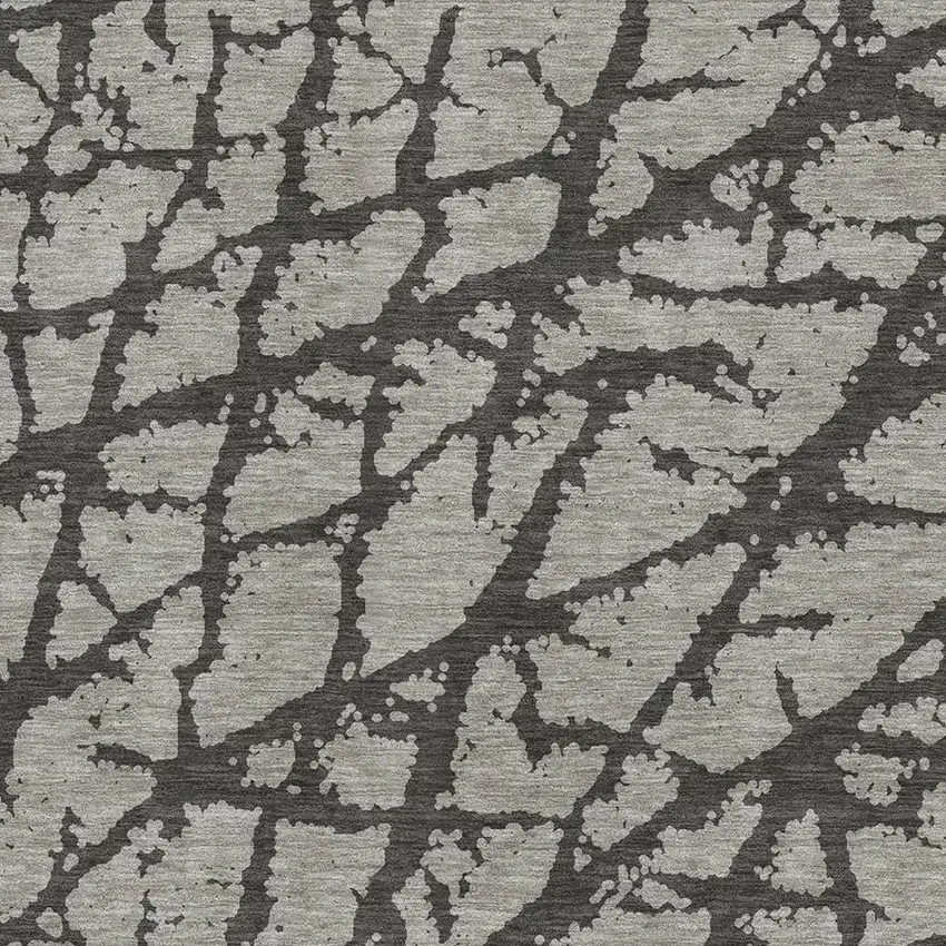 Gray And Charcoal Abstract Washable Area Rug With UV Protection Photo 3