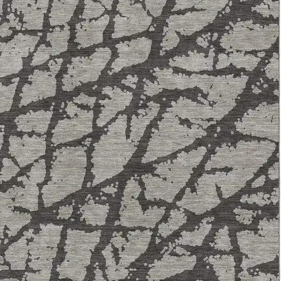 Gray And Charcoal Abstract Washable Area Rug With UV Protection Photo 3