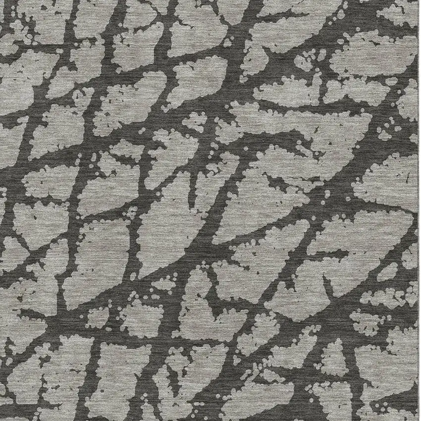 Gray And Charcoal Abstract Washable Area Rug With UV Protection Photo 3