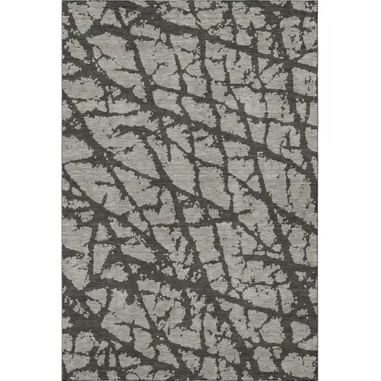 Gray And Charcoal Abstract Washable Area Rug With UV Protection Photo 4