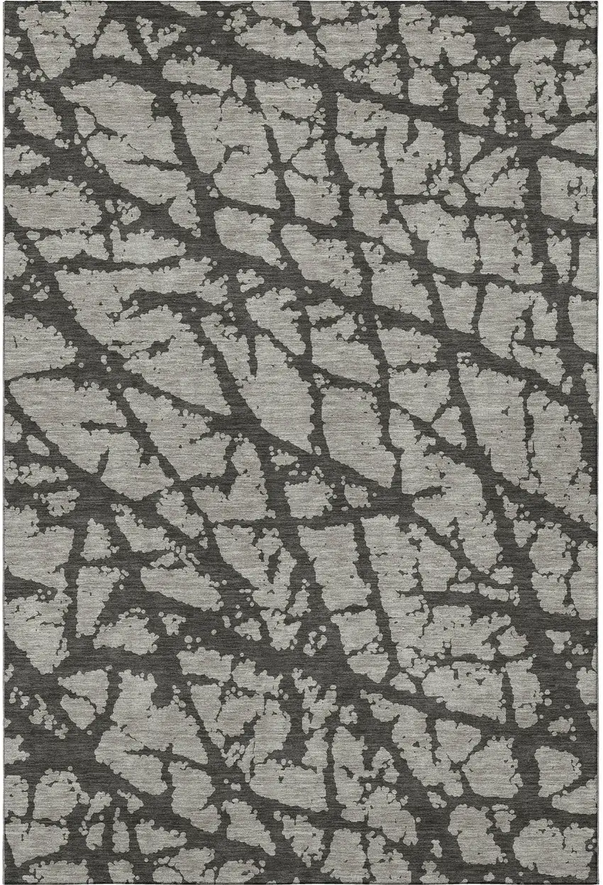 Gray And Charcoal Abstract Washable Area Rug With UV Protection Photo 4