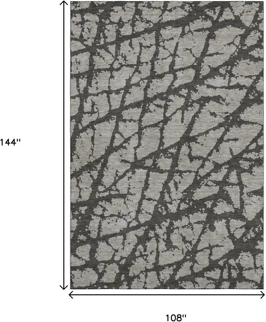 Gray And Charcoal Abstract Washable Area Rug With UV Protection Photo 3