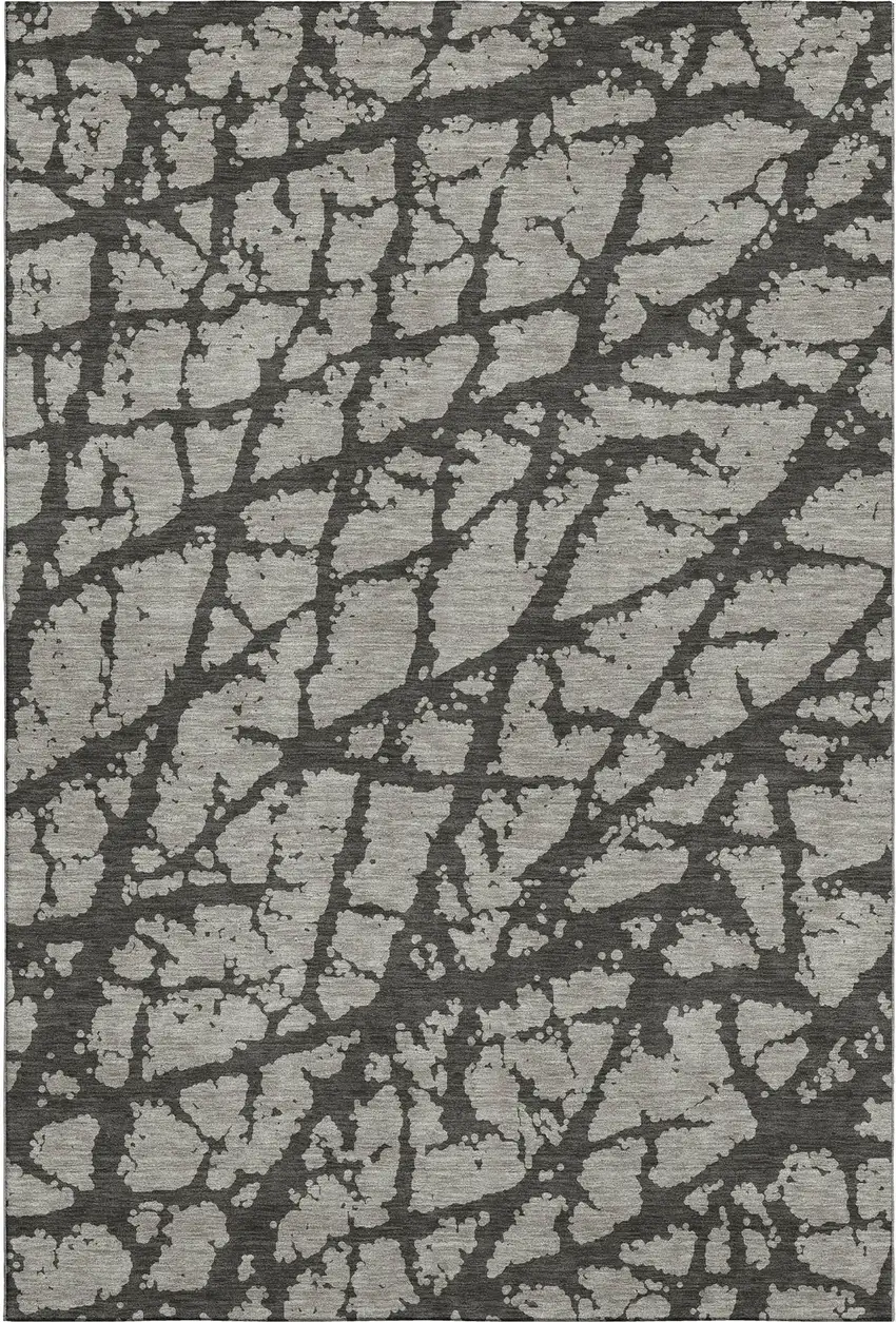Gray And Charcoal Abstract Washable Area Rug With UV Protection Photo 1