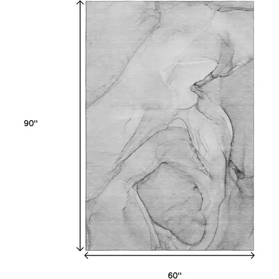 Gray And Charcoal Abstract Washable Area Rug With UV Protection Photo 8