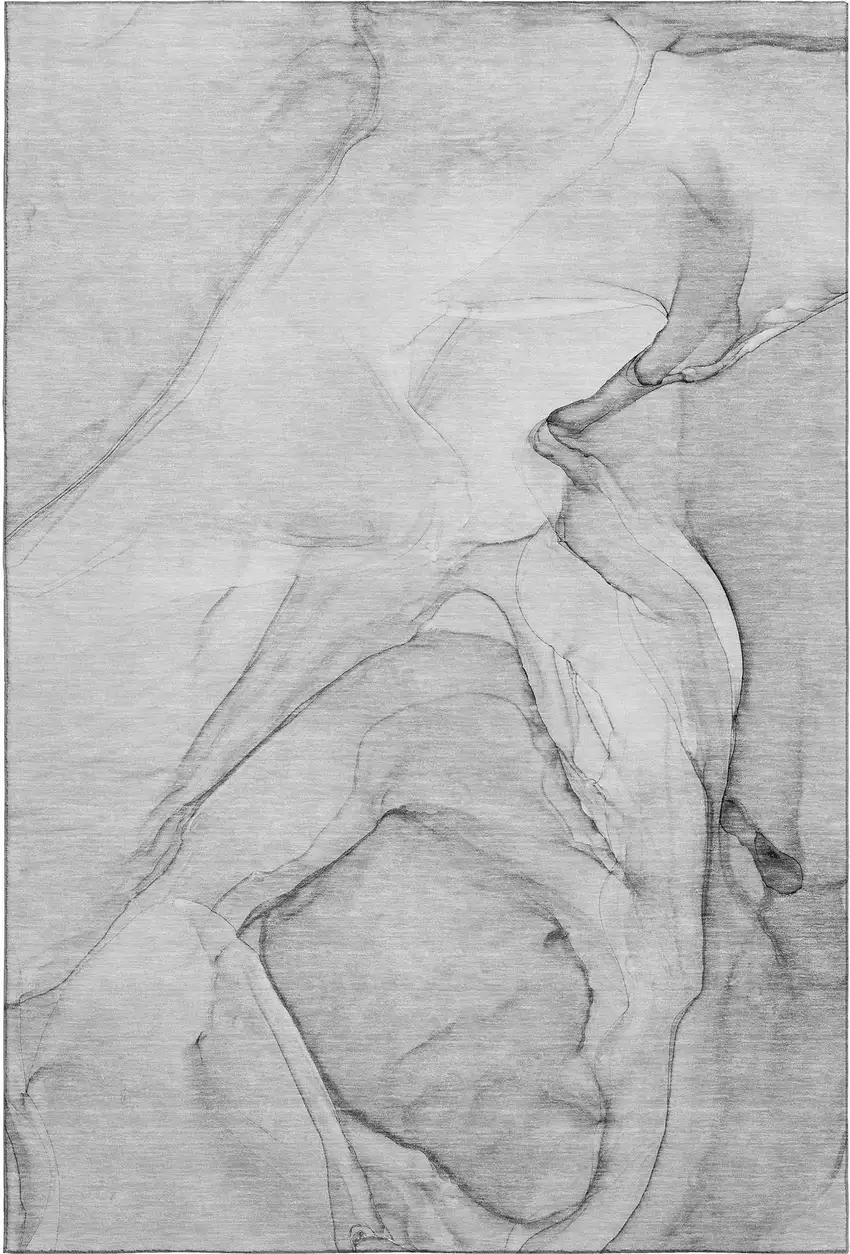 Gray And Charcoal Abstract Washable Area Rug With UV Protection Photo 1