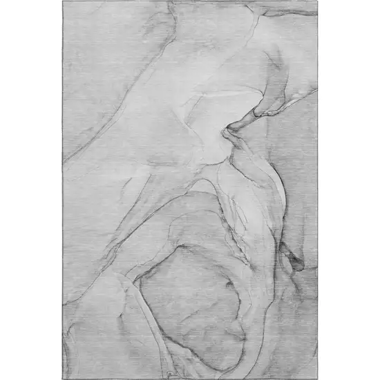 Gray And Charcoal Abstract Washable Area Rug With UV Protection Photo 1