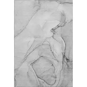 Photo of Gray And Charcoal Abstract Washable Area Rug With UV Protection