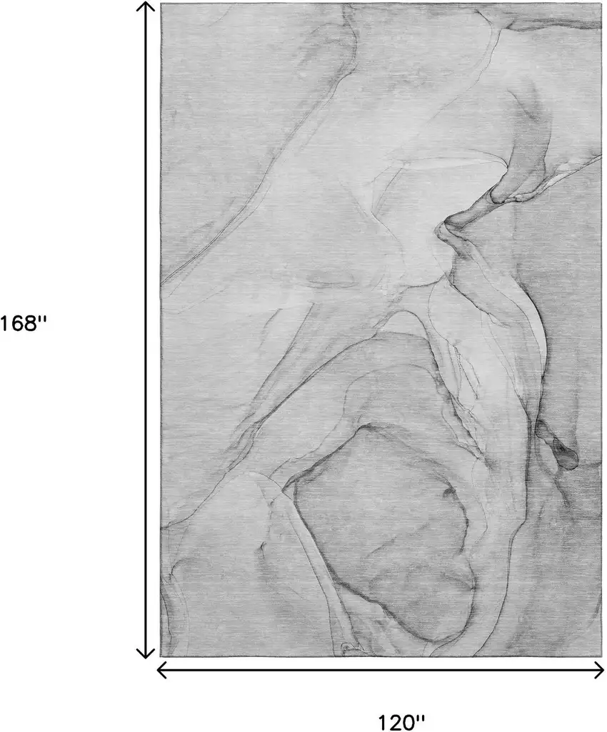 Gray And Charcoal Abstract Washable Area Rug With UV Protection Photo 3