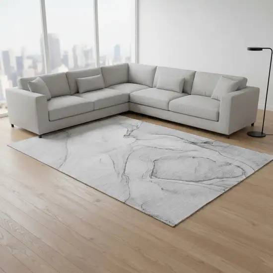 Gray And Charcoal Abstract Washable Area Rug With UV Protection Photo 1