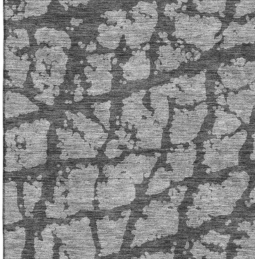Gray And Charcoal Abstract Washable Area Rug With UV Protection Photo 3