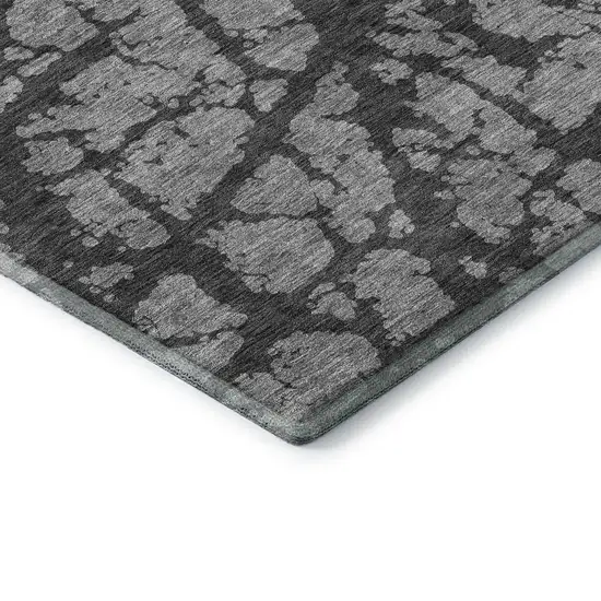 Gray And Charcoal Abstract Washable Area Rug With UV Protection Photo 8
