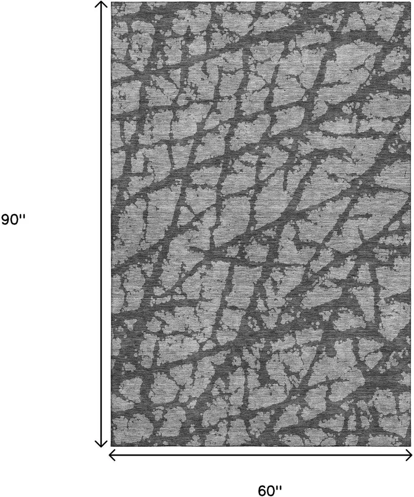 Gray And Charcoal Abstract Washable Area Rug With UV Protection Photo 9