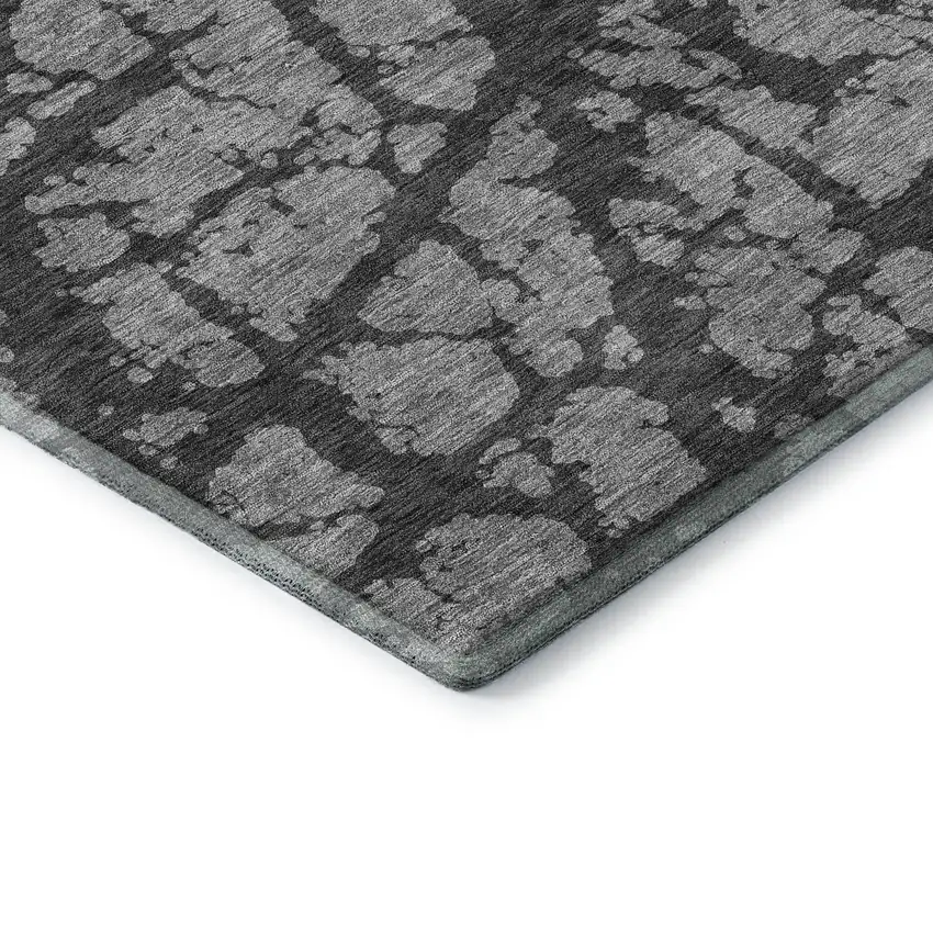 Gray And Charcoal Abstract Washable Area Rug With UV Protection Photo 7