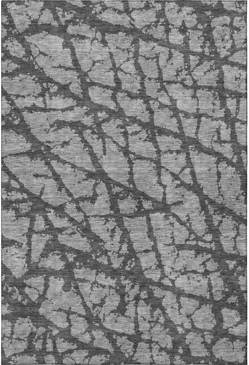 Gray And Charcoal Abstract Washable Area Rug With UV Protection Photo 3