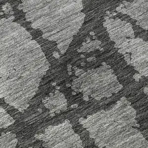 Photo of Gray And Charcoal Abstract Washable Area Rug With UV Protection