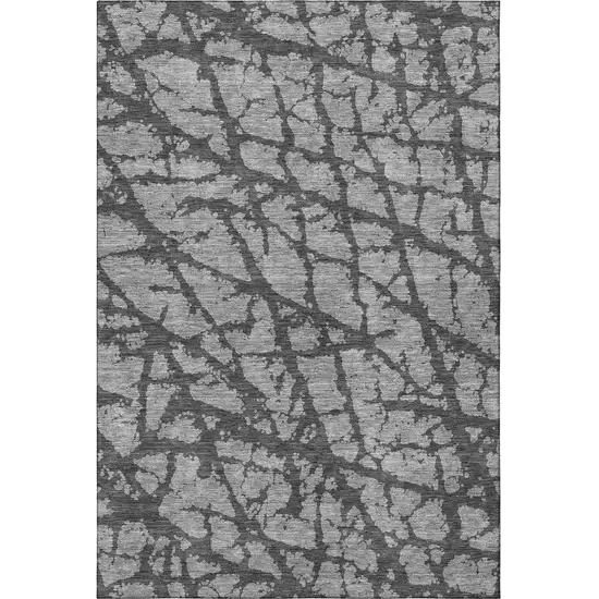 Gray And Charcoal Abstract Washable Area Rug With UV Protection Photo 3