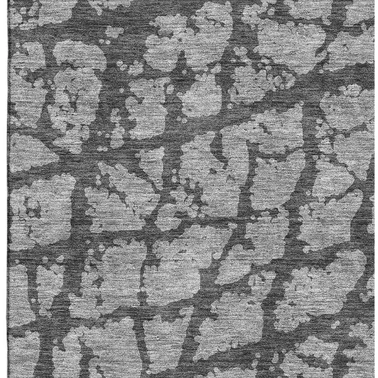 Gray And Charcoal Abstract Washable Area Rug With UV Protection Photo 2