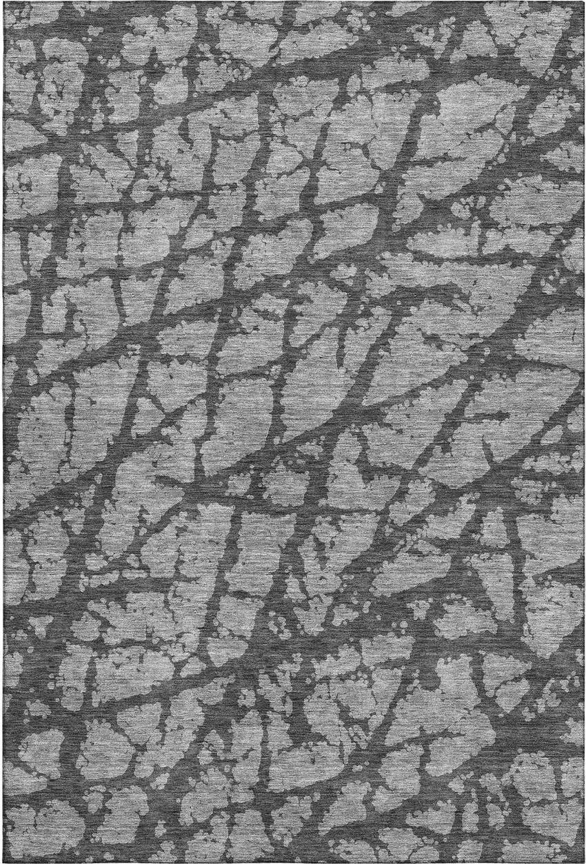 Gray And Charcoal Abstract Washable Area Rug With UV Protection Photo 1