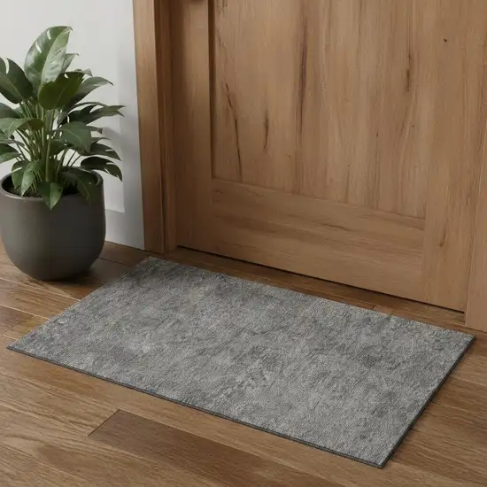 Gray And Charcoal Abstract Washable Area Rug With UV Protection Photo 1