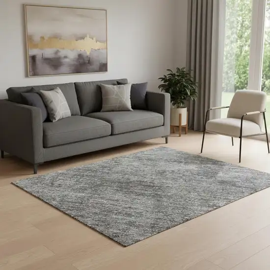 Gray And Charcoal Abstract Washable Area Rug With UV Protection Photo 2